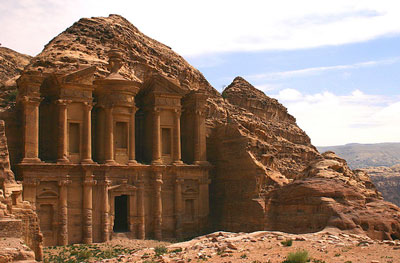 Petra's Monastary (al-Deir) from a nearby cave