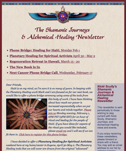 The Shamanic Journeys and Alachemical Healing Newsletter